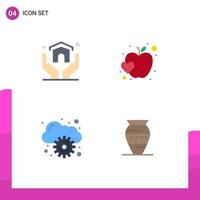 4 Universal Flat Icons Set for Web and Mobile Applications estate computing insurance heart amphora Editable Vector Design Elements