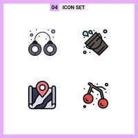 Set of 4 Modern UI Icons Symbols Signs for criminal pin arrest firefighter google Editable Vector Design Elements