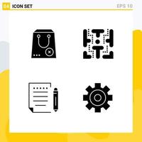 Set of 4 Commercial Solid Glyphs pack for buy letter e fun paper Editable Vector Design Elements