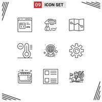 Set of 9 Modern UI Icons Symbols Signs for map home blender gps decrease Editable Vector Design Elements