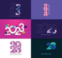 gran conjunto de 2023 feliz año nuevo diseño de texto de logotipo plantilla de diseño de número 2023 vector