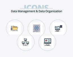 Data Management And Data Organization Line Filled Icon Pack 5 Icon Design. safe. secure. of. copy. management vector