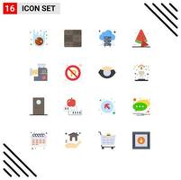 Flat Color Pack of 16 Universal Symbols of no manual hosting kitchen drink Editable Pack of Creative Vector Design Elements