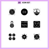 Universal Icon Symbols Group of 9 Modern Solid Glyphs of interface options basket lock baby chicken Editable Vector Design Elements