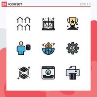 Modern Set of 9 Filledline Flat Colors and symbols such as business human equation description avatar Editable Vector Design Elements