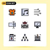 paquete de iconos de vector de stock de 9 signos y símbolos de línea para elementos de diseño de vector editables de clima de viento de canción de cursor de entrada