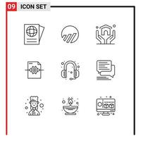 Outline Pack of 9 Universal Symbols of support communications home arrow gear Editable Vector Design Elements