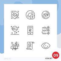 9 Universal Outline Signs Symbols of connection bluetooth cap sweet halloween Editable Vector Design Elements