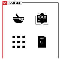 Modern Set of Solid Glyphs Pictograph of bowl key locks food book number Editable Vector Design Elements