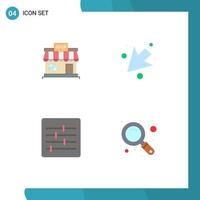 4 Flat Icon concept for Websites Mobile and Apps shop layout store down magnifier Editable Vector Design Elements