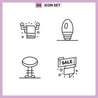 User Interface Pack of 4 Basic Filledline Flat Colors of housekeeping interior towel lamp label Editable Vector Design Elements