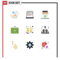 Modern Set of 9 Flat Colors and symbols such as budget restaurant honey open and Editable Vector Design Elements