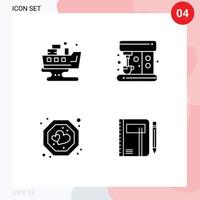 Set of 4 Modern UI Icons Symbols Signs for leaked label waste maker workbook Editable Vector Design Elements