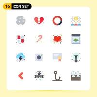 Pictogram Set of 16 Simple Flat Colors of medicine money business economist banker Editable Pack of Creative Vector Design Elements