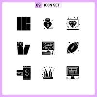 9 Universal Solid Glyphs Set for Web and Mobile Applications father shop value pc pants Editable Vector Design Elements