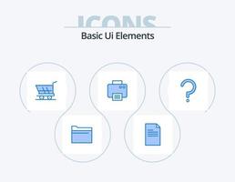 Basic Ui Elements Blue Icon Pack 5 Icon Design. question. machine. cart. printed. printer vector