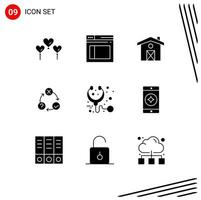 9 Universal Solid Glyphs Set for Web and Mobile Applications medical care house realization issues Editable Vector Design Elements