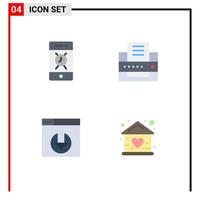 4 Thematic Vector Flat Icons and Editable Symbols of alarm server download phone office building Editable Vector Design Elements