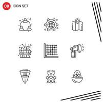 Set of 9 Commercial Outlines pack for correction spa map sauna pointer Editable Vector Design Elements