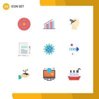 Pictogram Set of 9 Simple Flat Colors of global paper imagination form file business Editable Vector Design Elements