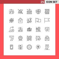 Pictogram Set of 25 Simple Lines of vintage save box money transportation Editable Vector Design Elements