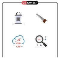 Stock Vector Icon Pack of 4 Line Signs and Symbols for desk cloud professor bade coding Editable Vector Design Elements