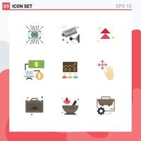 Pictogram Set of 9 Simple Flat Colors of team click security bank next Editable Vector Design Elements