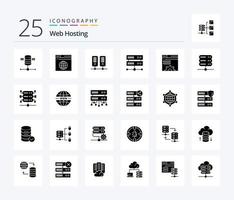 Web Hosting 25 Solid Glyph icon pack including hosting center. data center . server . data vector