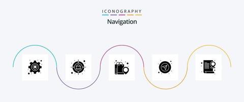 Navigation Glyph 5 Icon Pack Including map. navigation. location. gps. bag vector