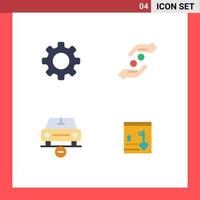 conjunto de 4 paquetes de iconos planos comerciales para la configuración básica del automóvil manos elementos de diseño vectorial menos editables vector