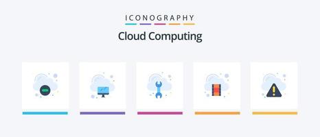 Cloud Computing Flat 5 Icon Pack Including error. cloud. storage. cloud. Creative Icons Design vector