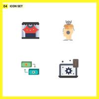 User Interface Pack of 4 Basic Flat Icons of entertainment exchange theater brain dollar Editable Vector Design Elements