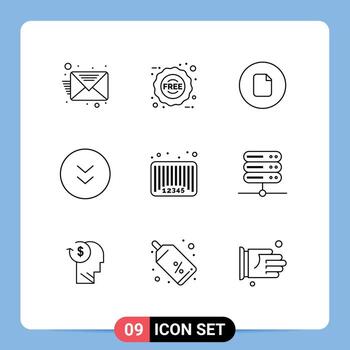 grupo de 9 esquemas modernos establecidos para la descarga de archivos de venta de código de barras elementos de diseño de vectores editables circulares