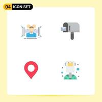 4 iconos planos universales establecidos para aplicaciones web y móviles antropometría ubicación correo humano mundo elementos de diseño vectorial editables vector