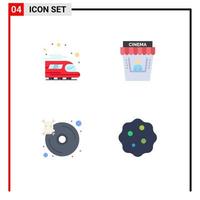 User Interface Pack of 4 Basic Flat Icons of public infected cinema theater bacterium Editable Vector Design Elements