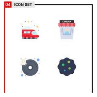 User Interface Pack of 4 Basic Flat Icons of public infected cinema theater bacterium Editable Vector Design Elements