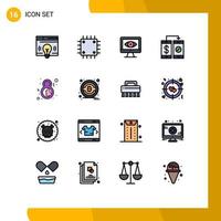 paquete de iconos de vector de stock de 16 signos y símbolos de línea para hardware de pago de día banca móvil elementos de diseño de vector creativo editable