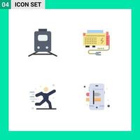 Universal Icon Symbols Group of 4 Modern Flat Icons of rail source transportation battery hobby Editable Vector Design Elements