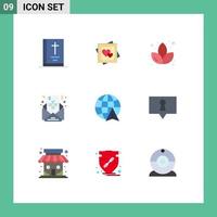 Set of 9 Modern UI Icons Symbols Signs for globe message proposal letter mail Editable Vector Design Elements