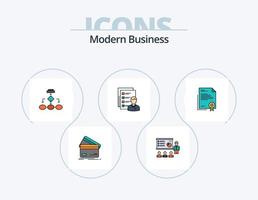 paquete de iconos lleno de línea de negocios moderna 5 diseño de iconos. oficina. escritorio. grafico. computadora. lugar de trabajo vector