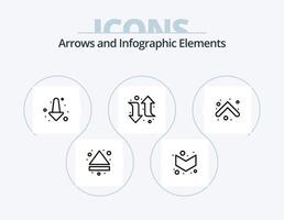 paquete de iconos de línea de flecha 5 diseño de iconos. abajo. arriba. dirección. flechas arriba abajo vector