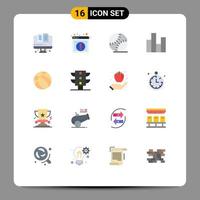 Mobile Interface Flat Color Set of 16 Pictograms of nba ball mens day stats chart Editable Pack of Creative Vector Design Elements