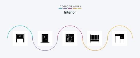 paquete de iconos de glifo interior 5 que incluye muebles. cama. interior. Lavado. interior vector