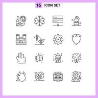 Outline Pack of 16 Universal Symbols of beach spa database oil beauty Editable Vector Design Elements