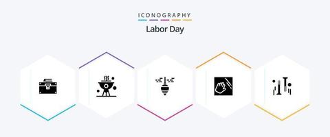 Labor Day 25 Glyph icon pack including cleaning . tool. cook . plumb bob . plumb vector