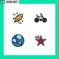 Paquete de color plano de 4 líneas de relleno de interfaz de usuario de signos y símbolos modernos de elementos de diseño vectorial editables de la bandera de Internet de la bicicleta de la estrella de otoño vector