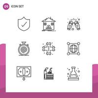 User Interface Pack of 9 Basic Outlines of slow flow celebrate cycle wine Editable Vector Design Elements