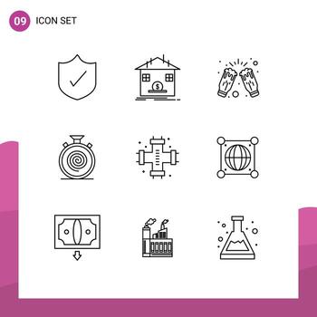 paquete de interfaz de usuario de 9 esquemas básicos de flujo lento celebrar ciclo vino elementos de diseño vectorial editables vector