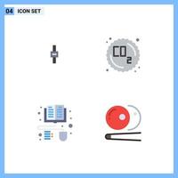 Group of 4 Flat Icons Signs and Symbols for equalizer distance learning volume pollution billiards Editable Vector Design Elements