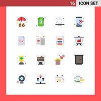 Pictogram Set of 16 Simple Flat Colors of cv target present seo gavel Editable Pack of Creative Vector Design Elements